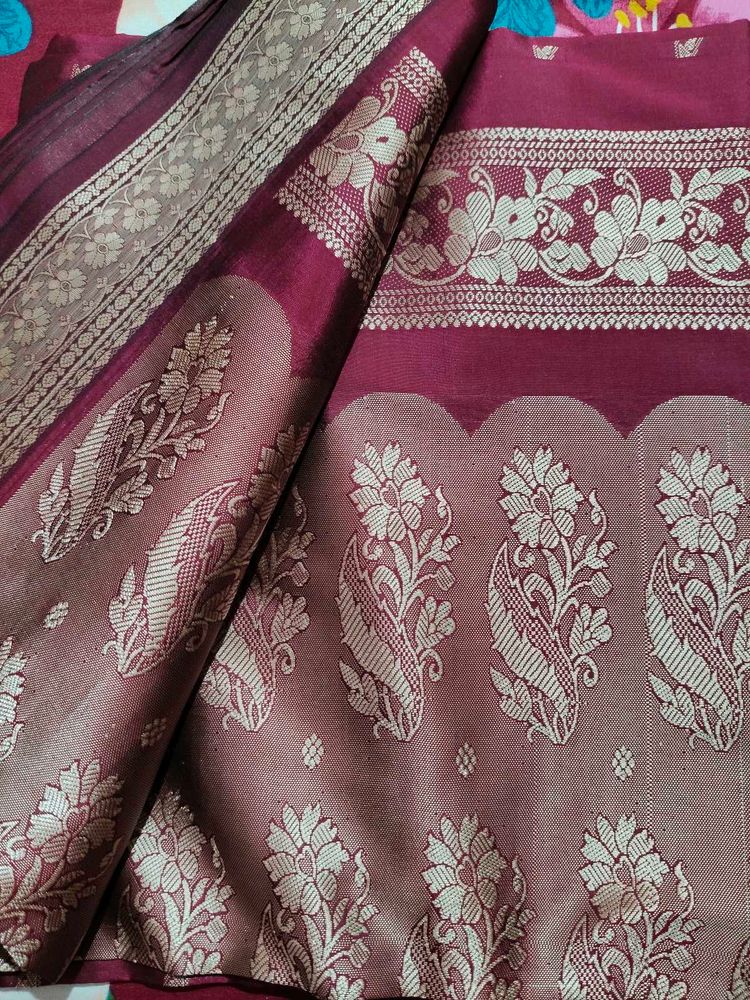 Elegant Maroon Banarasi Saree