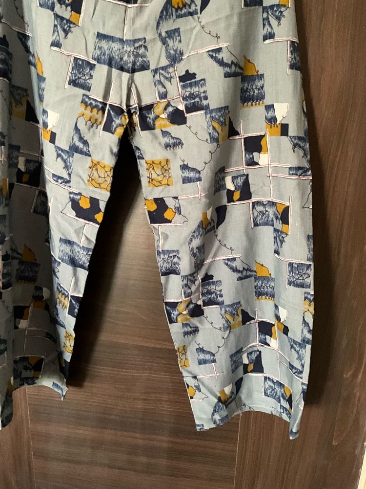 Printed Casual Palazzos Blue