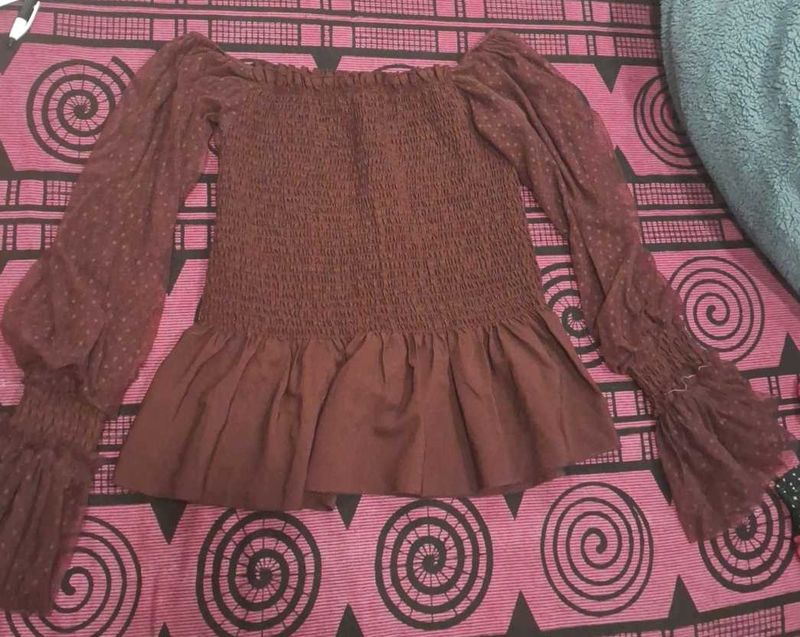 Pretty Maroon Tunic Offshoulder