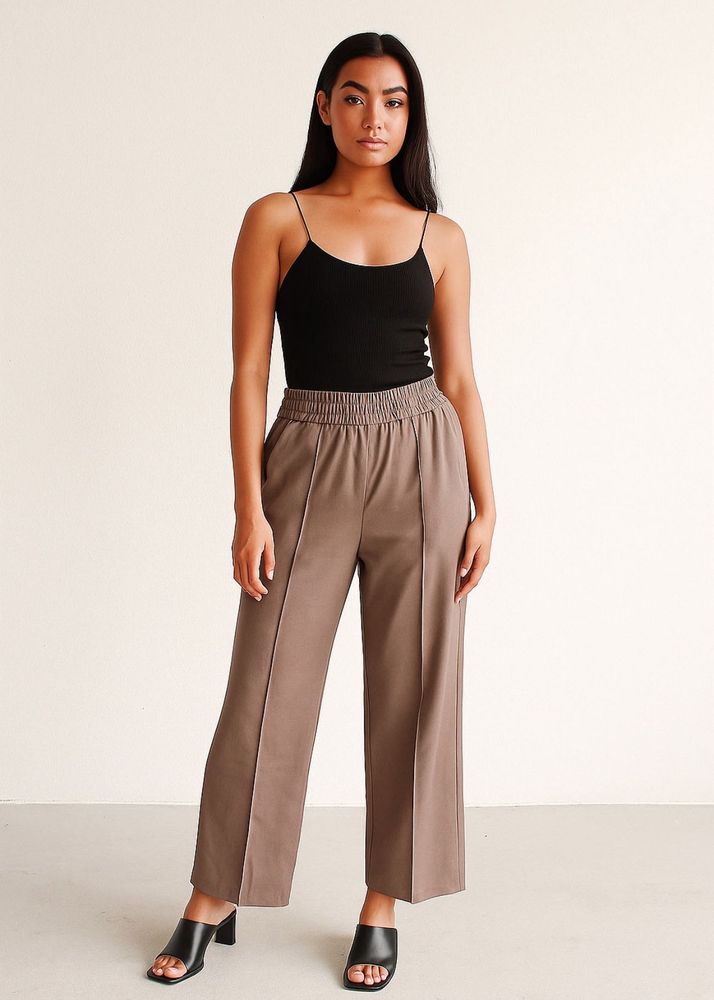 Casual Brown Wide-Leg Pants