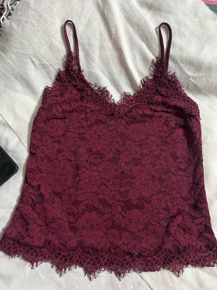 Burgundy Lace Cami Top