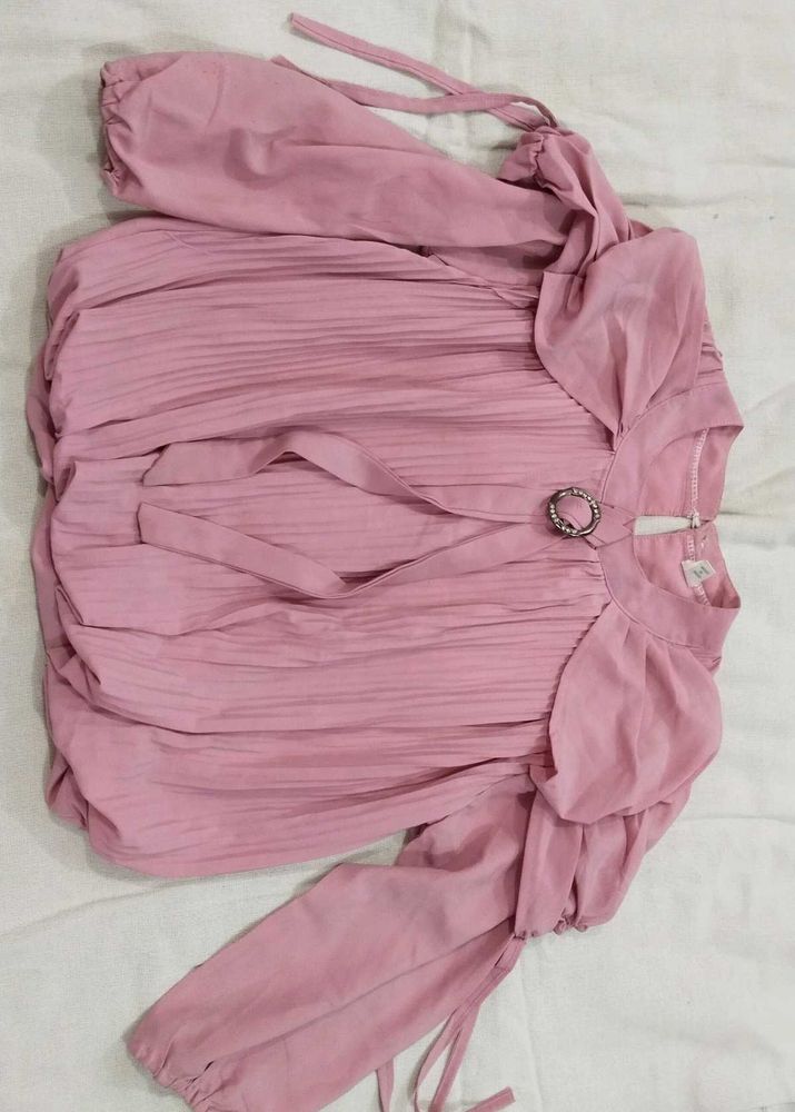 Pink Pleated Top