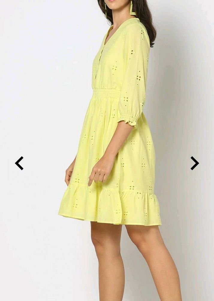 Lime Green Schiffle Dress