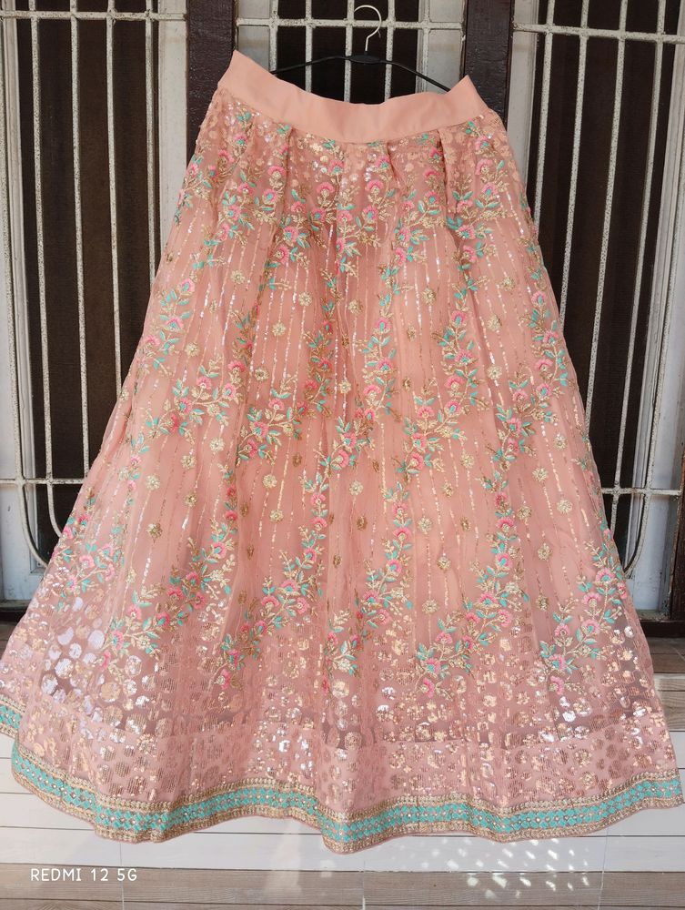 Beautiful🧿 Peach 🍑 Net Lehanga- PRICE DROP