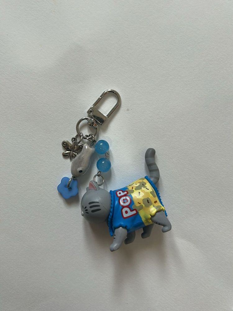 Popcorn Cat Keychain