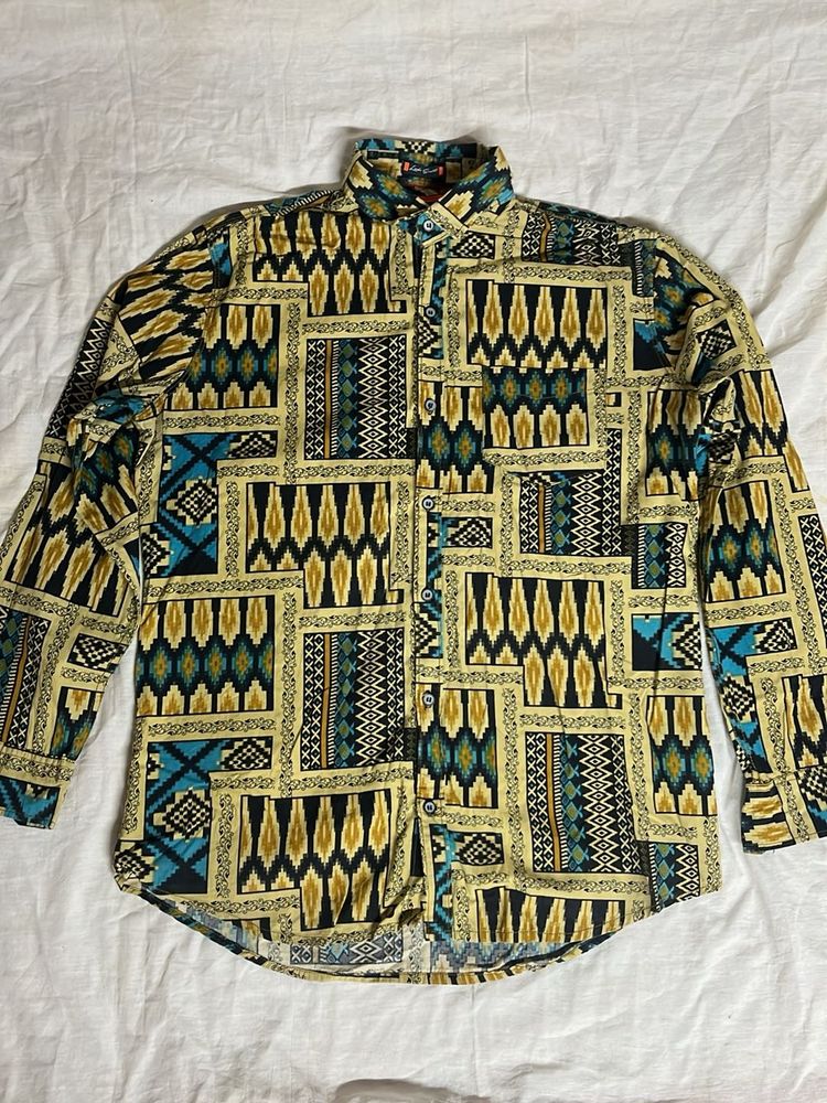 Patterned Button-Down Shirt