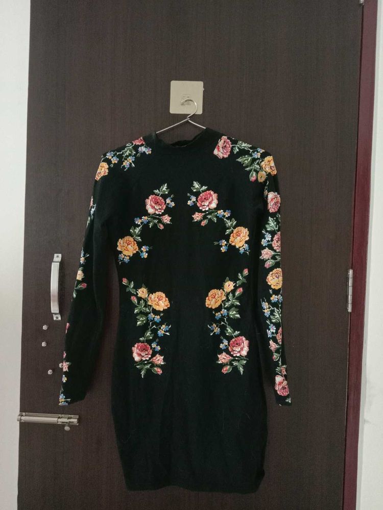 Floral Embroidered Mini Dress