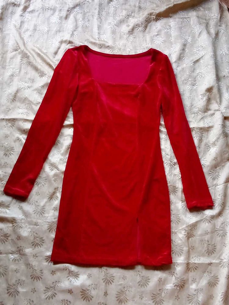 Red Velvet Bodycon Dress