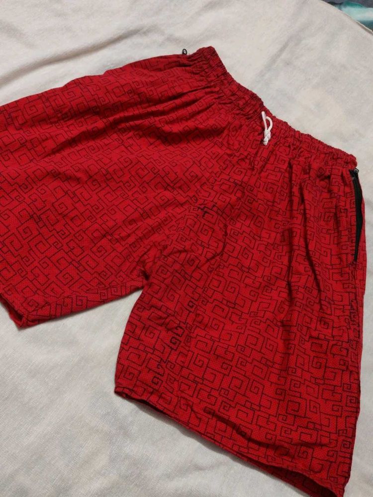 Red Patterned Shorts