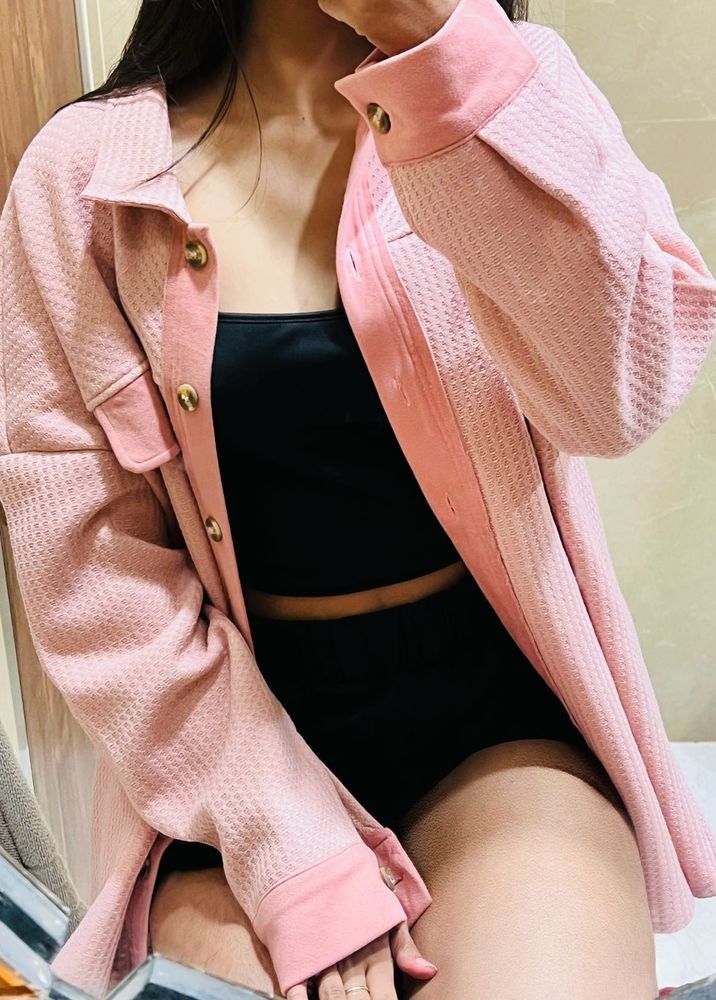 Women SHEIN Pink Overcoat