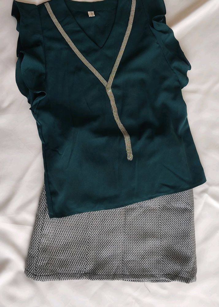 Green Ruffle Sleeve Top
