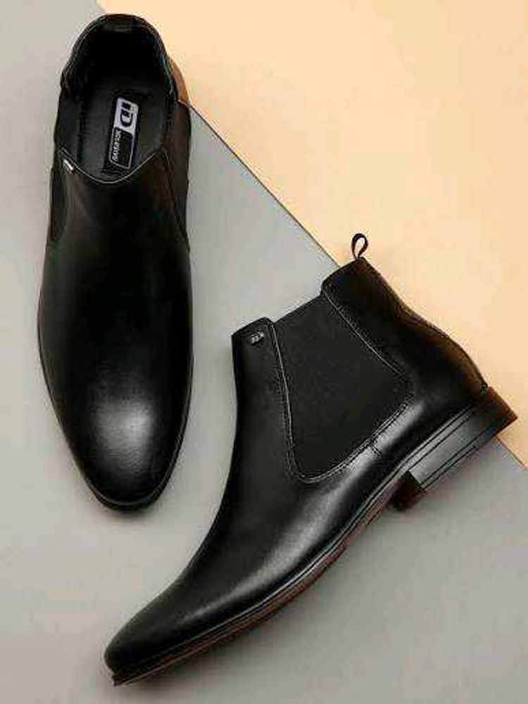 Black PU Leather Chelsea Boots