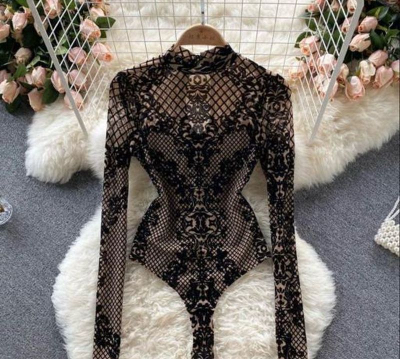 Elegant Black Lace Bodysuit