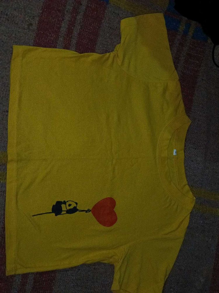 Yellow Panda Heart T-shirt