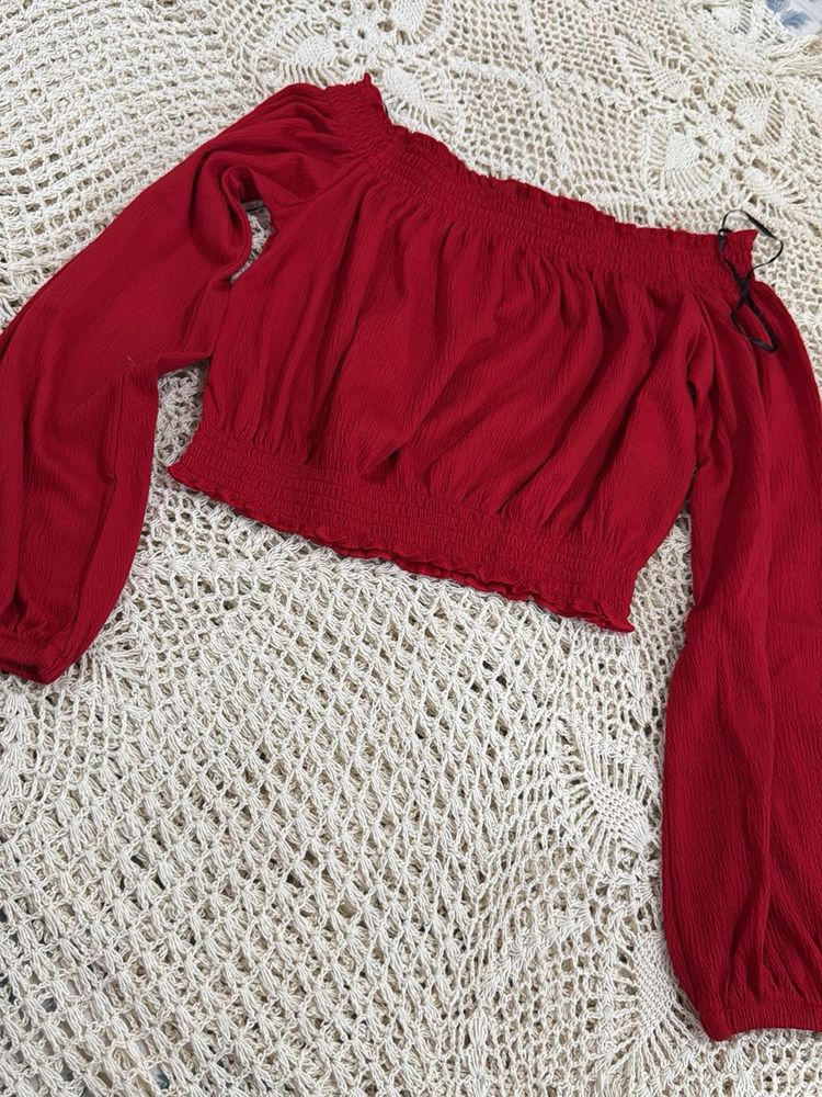Red Off-Shoulder Top