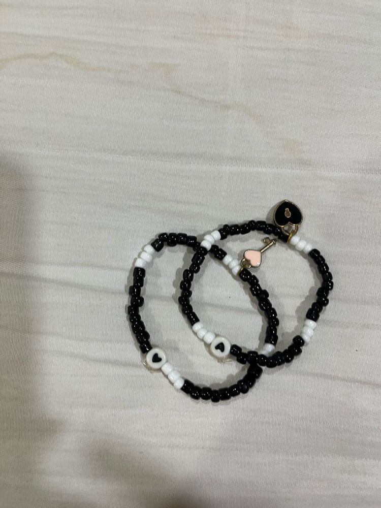 Heart Beaded Bracelets - Set of Two