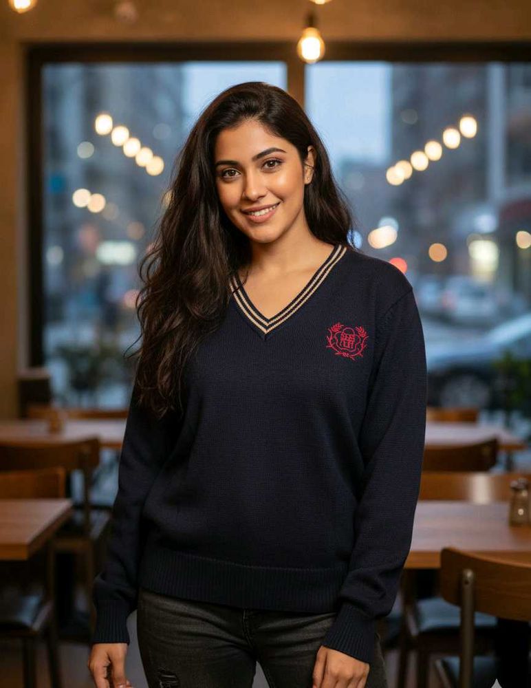 Stylish Black V-Neck Sweater