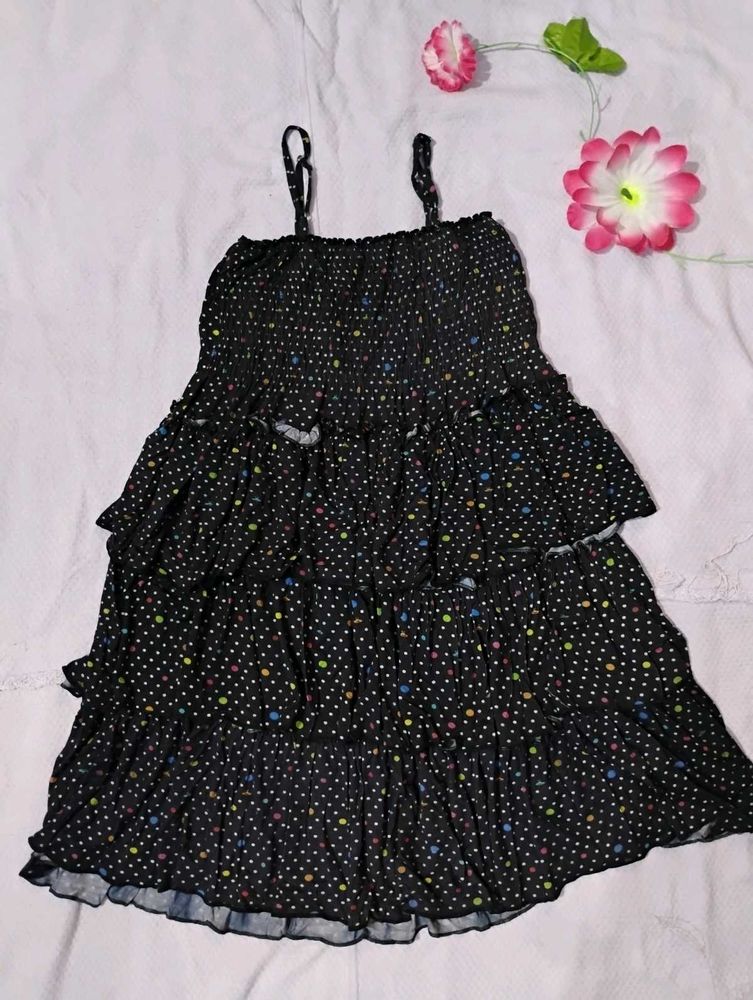 Polka Dot Ruffle Dress (Bust-30/32)