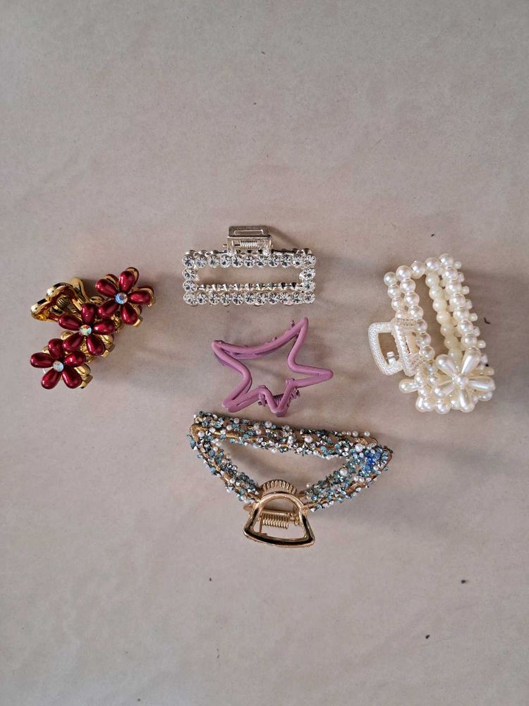 Set Of 5 Assorted Hair Claws