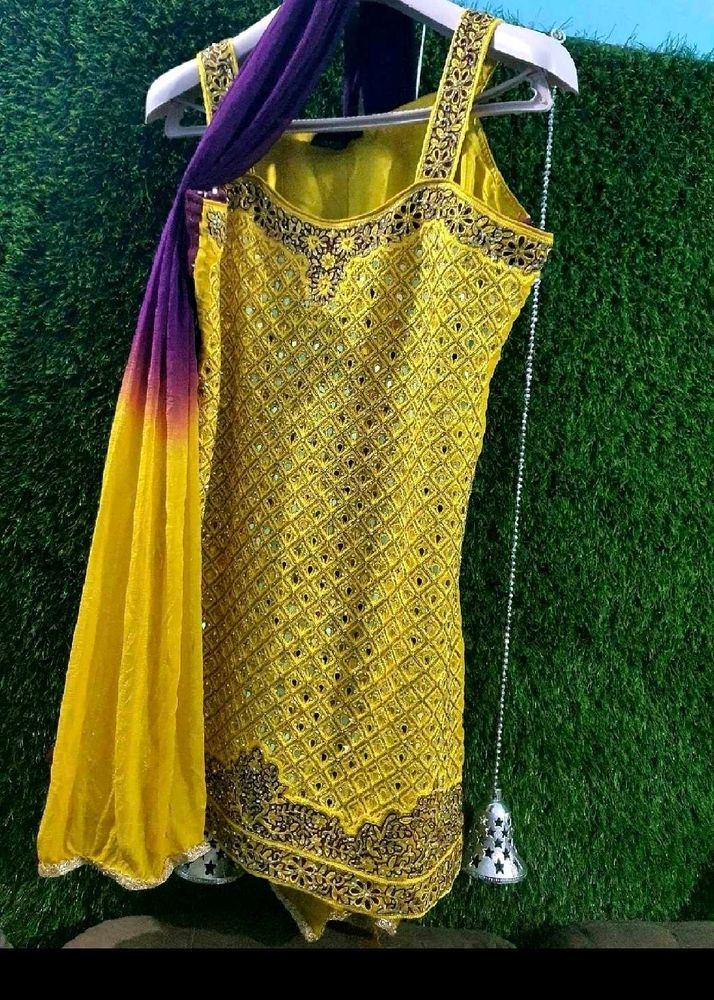 Beautiful mirror work Sharara suit
