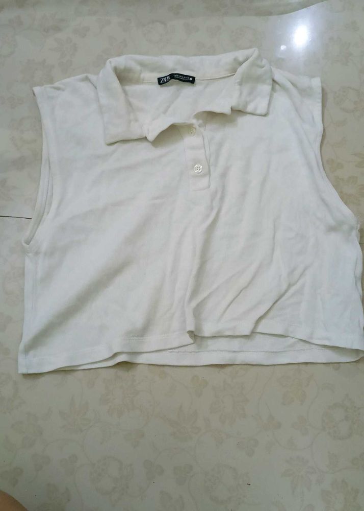 Zara White Sleeveless Top