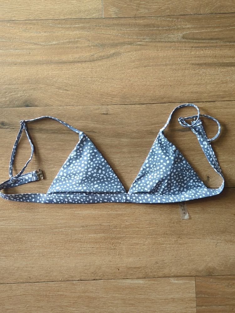 Grey Polka Dot Bikini Top