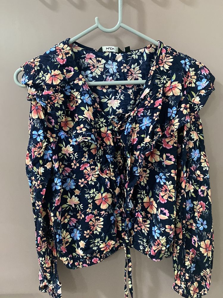 Woman’s Navy Blue Floral Top
