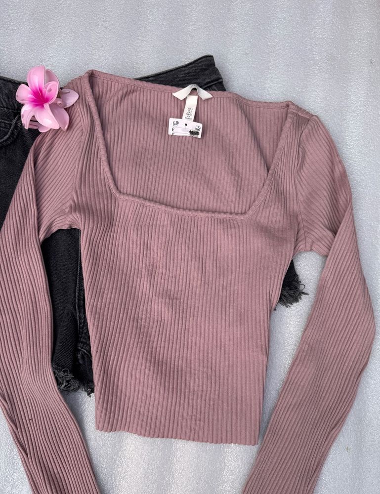 Mauve Ribbed Long Sleeve Top