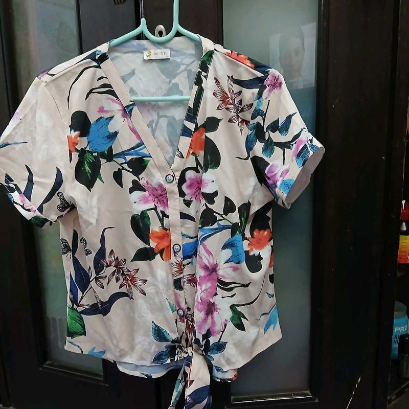 Floral Tie-Front Top
