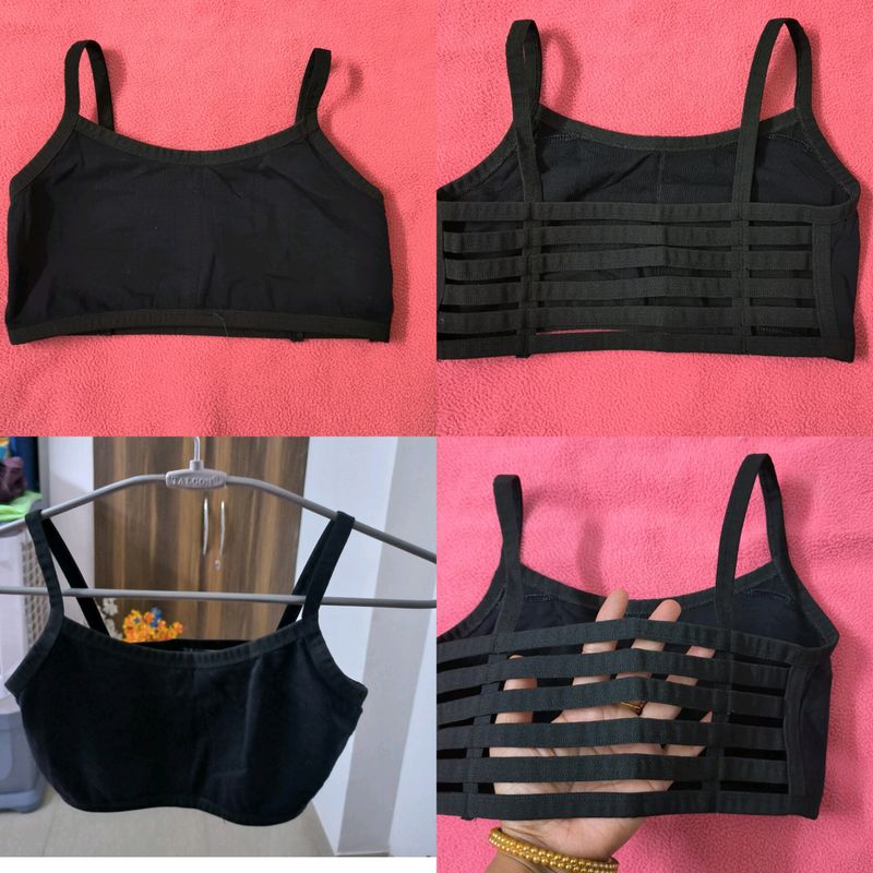 Back Striped Bra/ Bralett (Black)