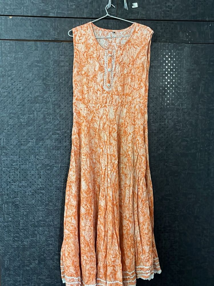 Orange Floral Cotton Dress
