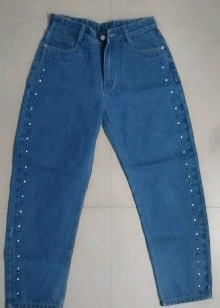 Studded Blue Denim Jeans