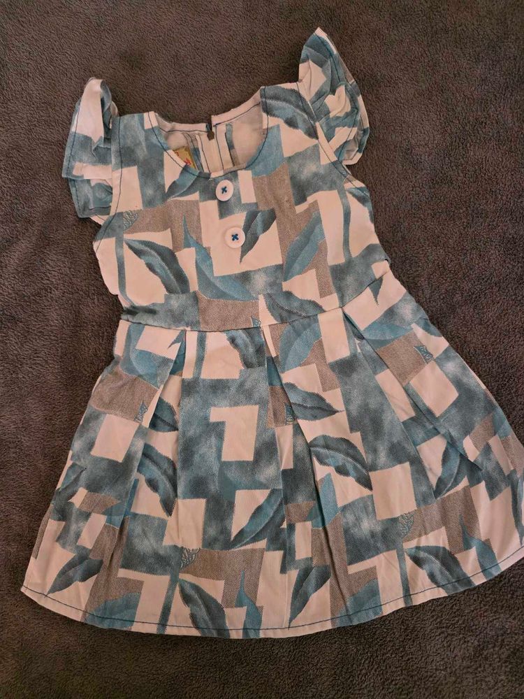 Blue White Frock Bany Girl 3-6M