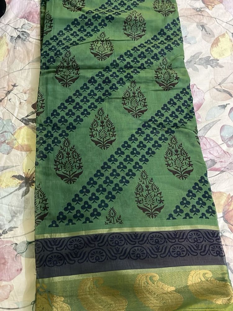 Green Printed Saree