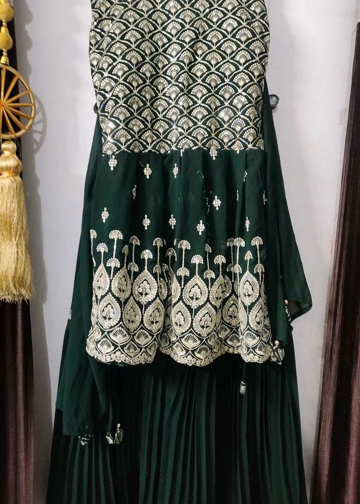 Elegant Green Embroidered Ethnic Gown
