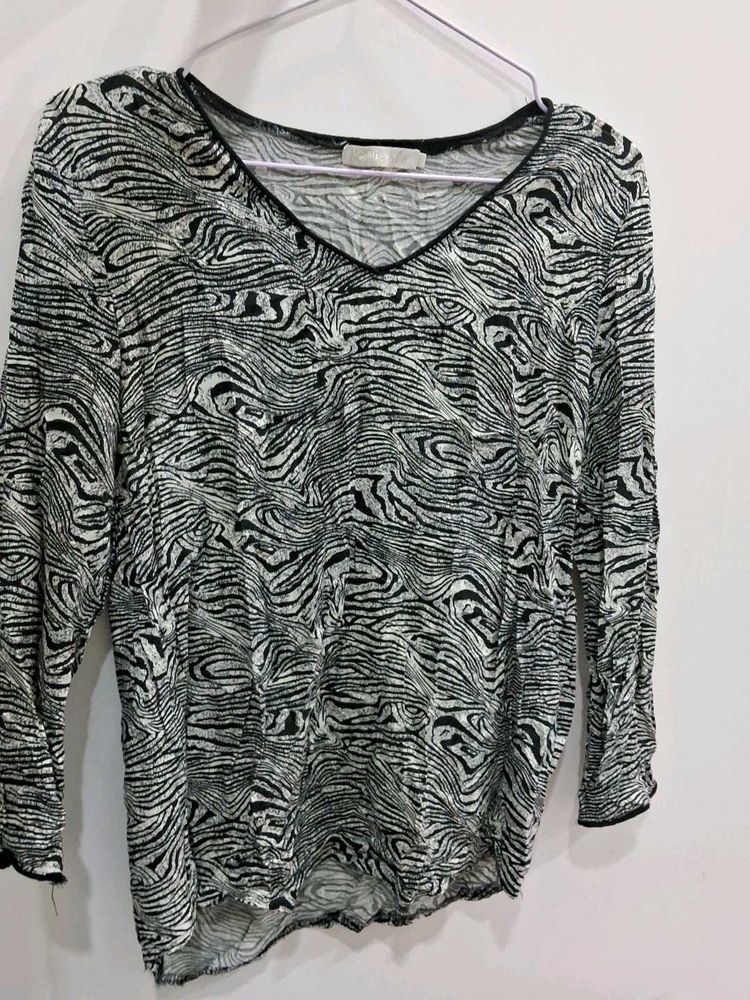 Zebra Print Long Sleeve Top