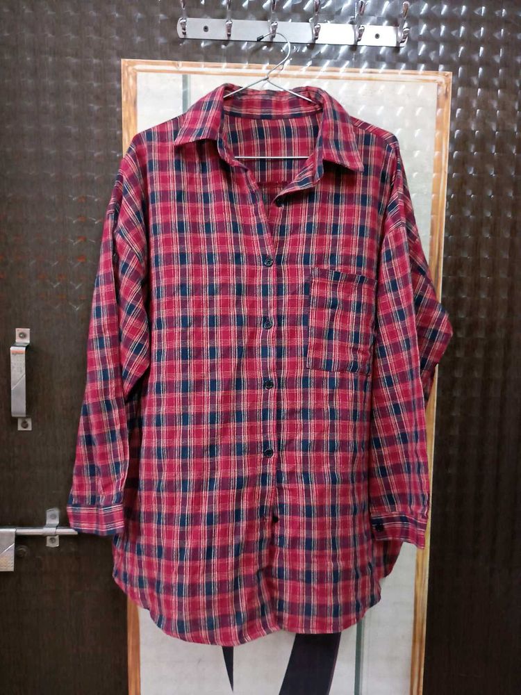 Red &amp; Blue Plaid Flannel Shirt