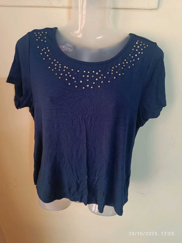 xl Navy Embellished Top