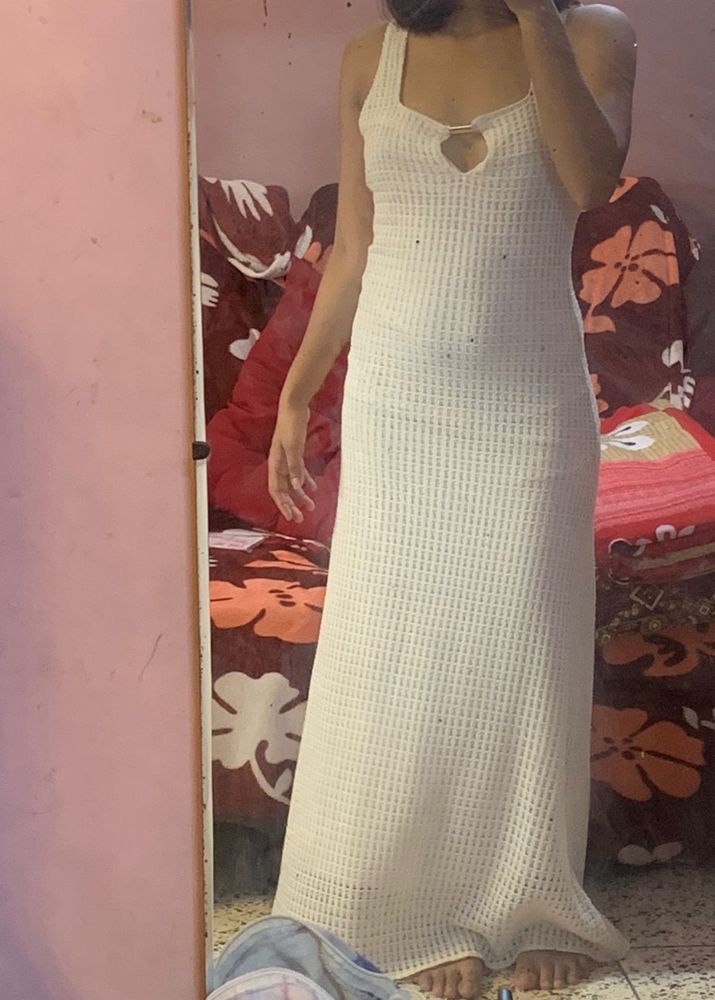 White Knit Maxi Dress
