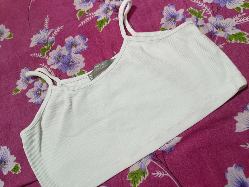 Ribbed White Crop Top
