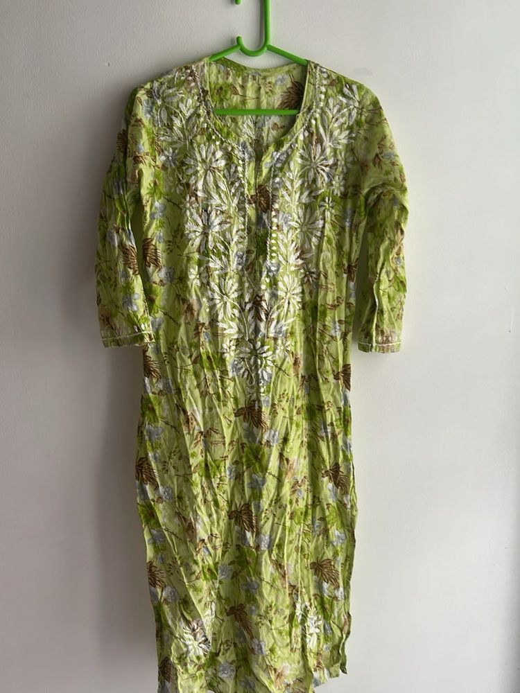 Green Embroidered Kurta
