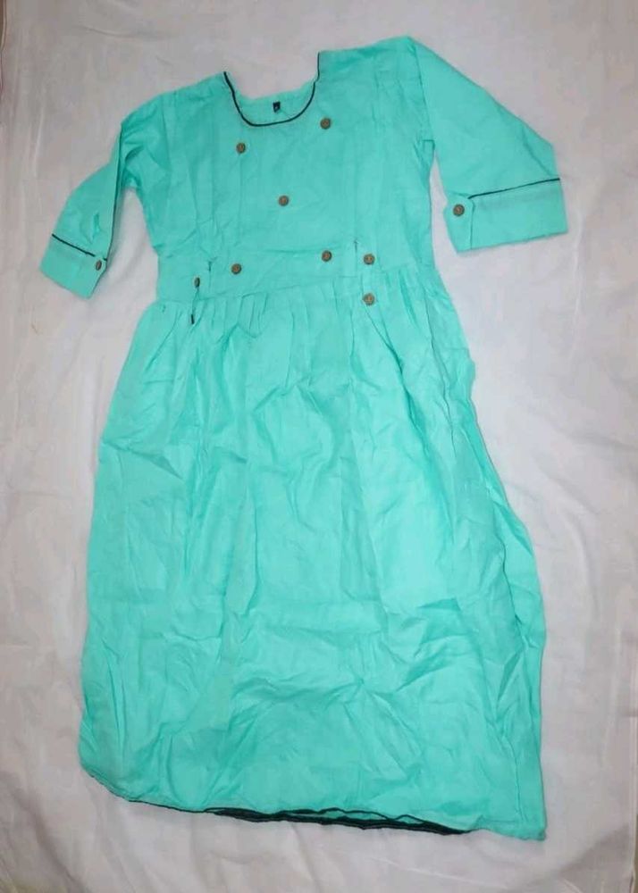 Aqua button-down casual dress With Feeding System
