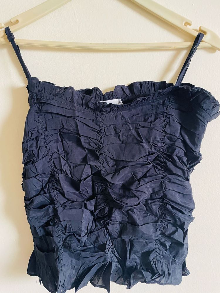 Ruched Black Tank Top