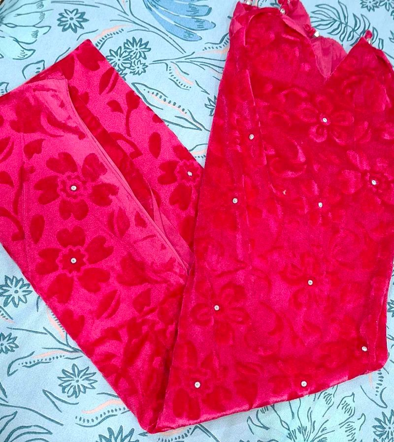 Winter Party Red Velvet Scarf