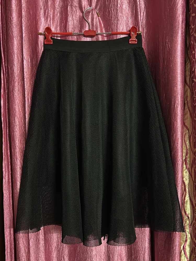 Black Tulle Midi Skirt