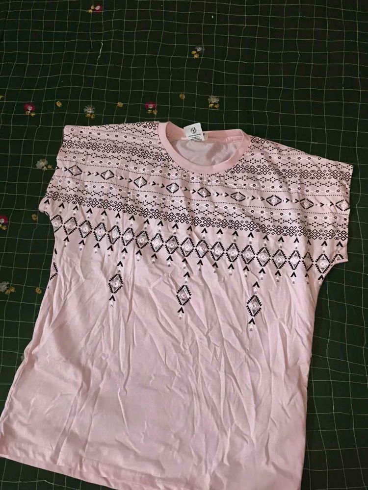 Pink Geometric Print Tee