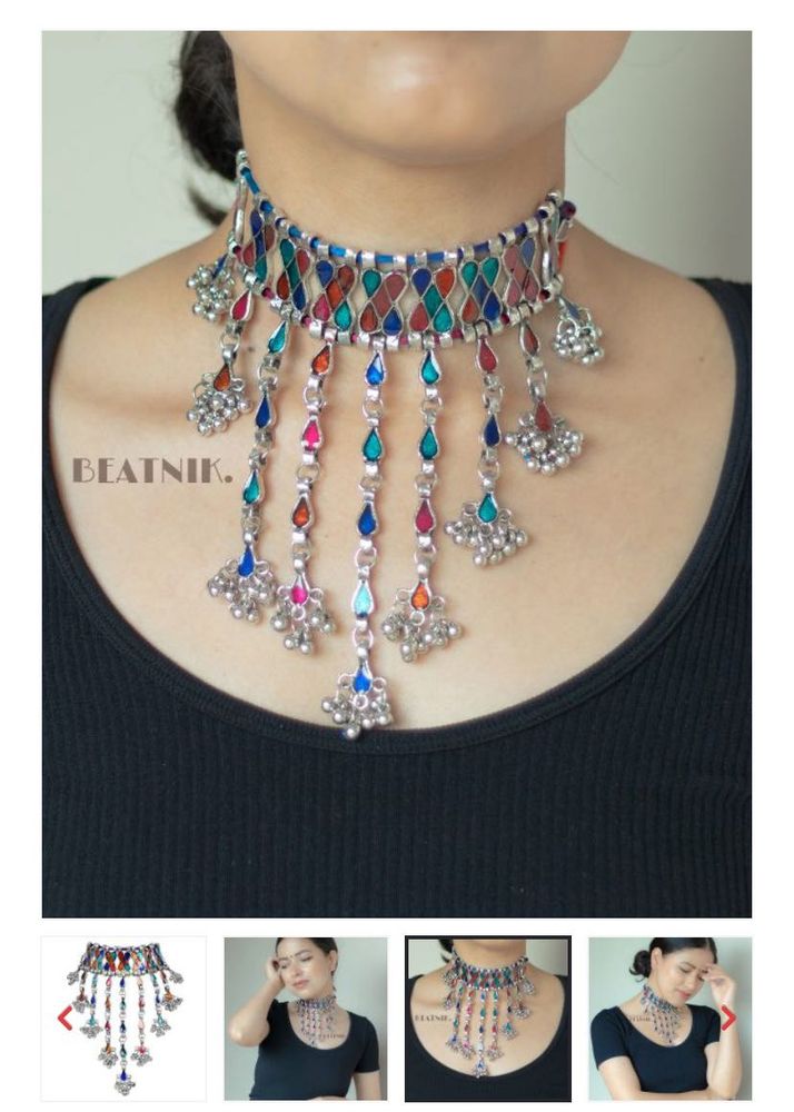 Oxidized Silver Colorful Choker