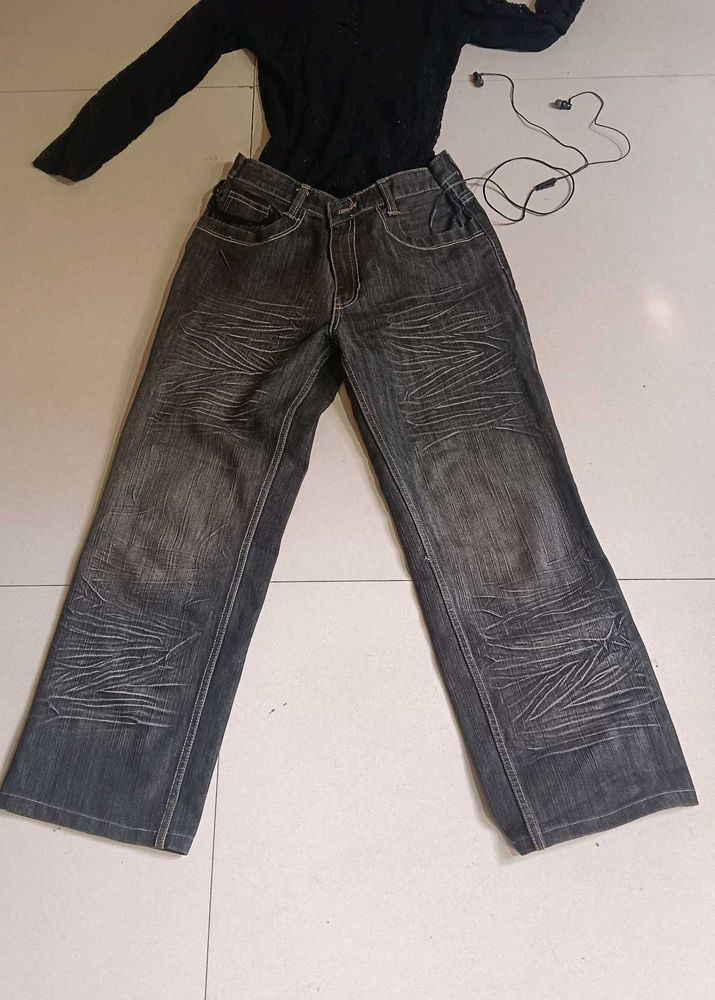 vintage grey straight fit denim