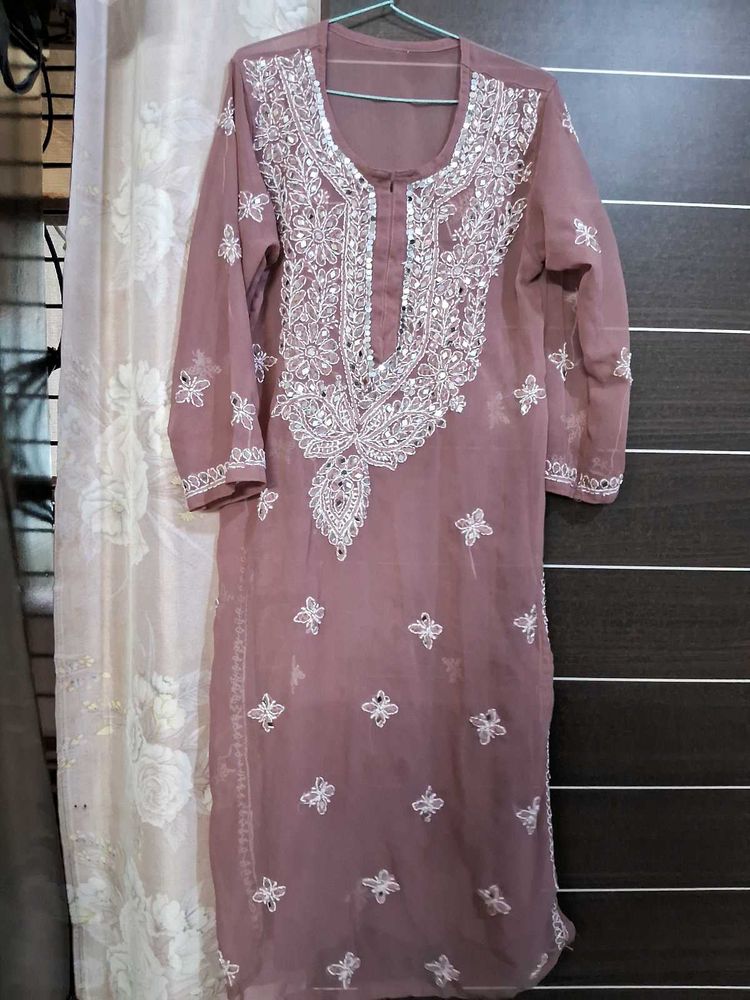 Mesh Long Kurti With Mirror Work
