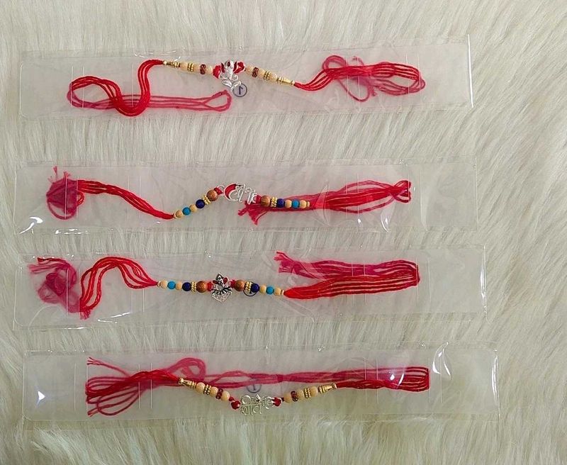 Pure Silver Rakhi Set 4 Pcs